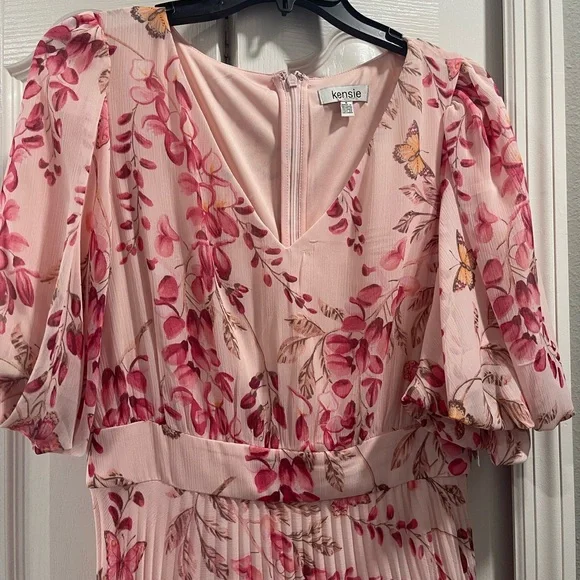 Kensie Women’s Pink Butterfly Floral Maxi Dress - Picture 6 of 6